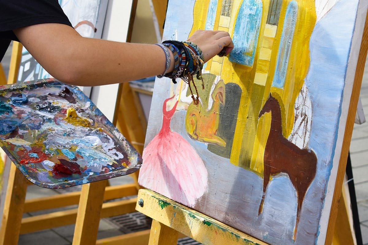 Art student painting